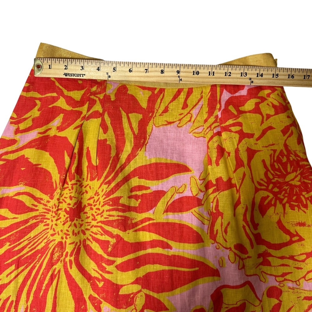 Anthropologie Linen Mini Skirt Pink Orange Yellow Boho Size 6 - Picture 6 of 12